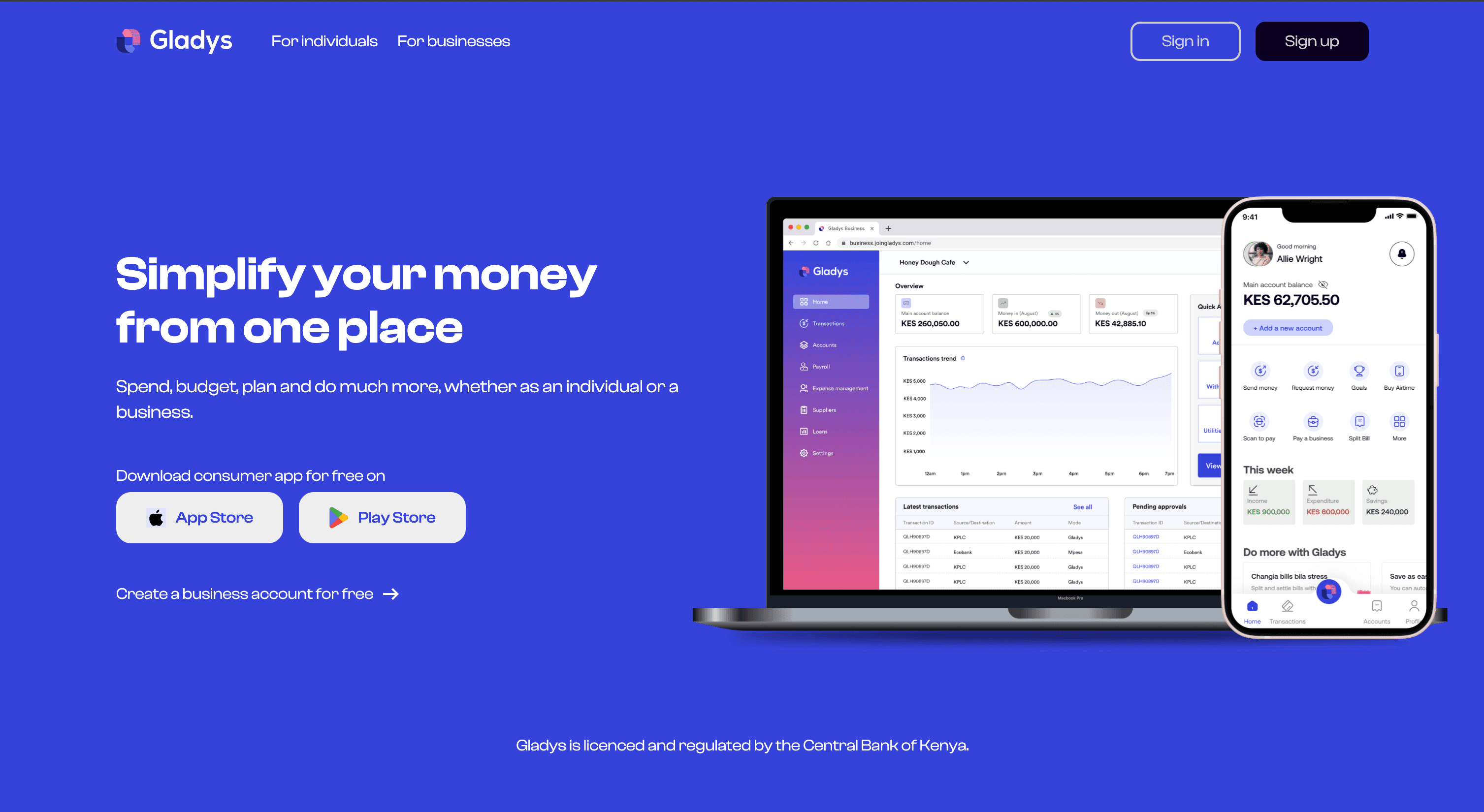 Gladys website screenshot
